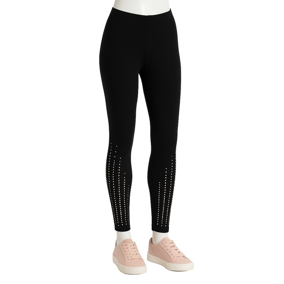 Vocal Pants - VOCAL APPAREL Black Leggings Rhinestone Stripes Smoky Quarts Look Women’s Small
